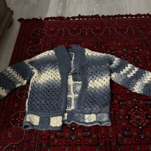 Unisex  Blue and Cream Sweater